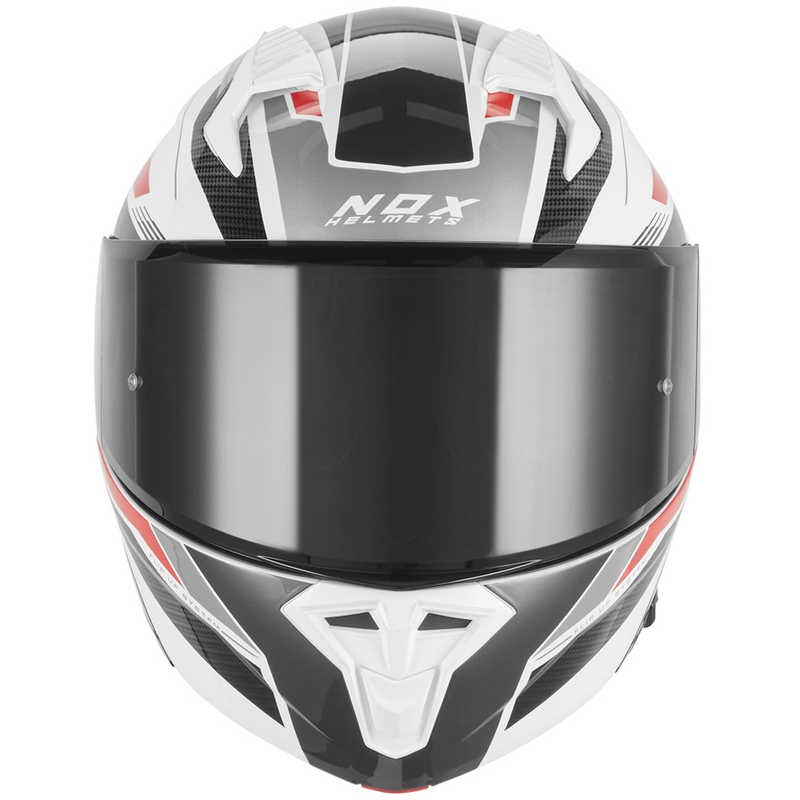 Casque de moto modulable NOX N968 Shift blanc-rouge