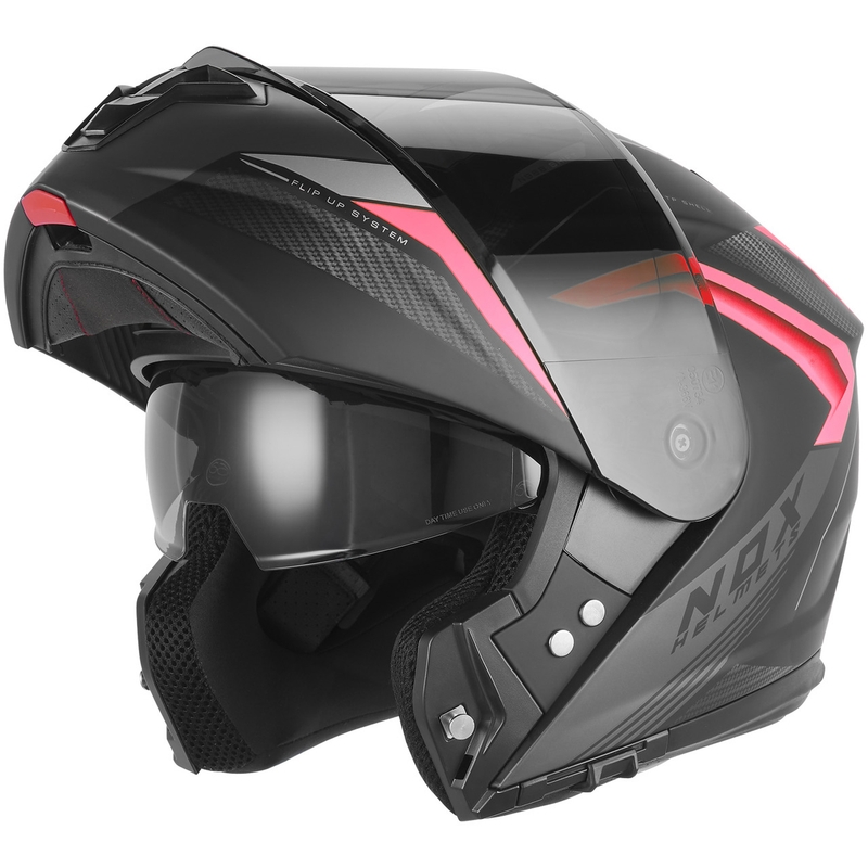 Casque de moto modulable NOX N968 Shift noir mat-rouge