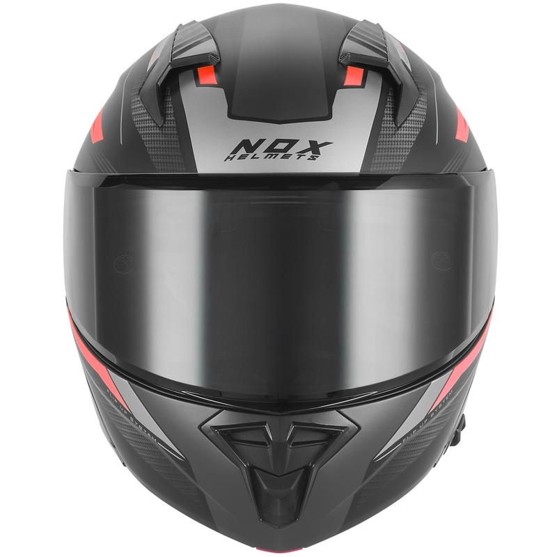 Casque de moto modulable NOX N968 Shift noir mat-rouge