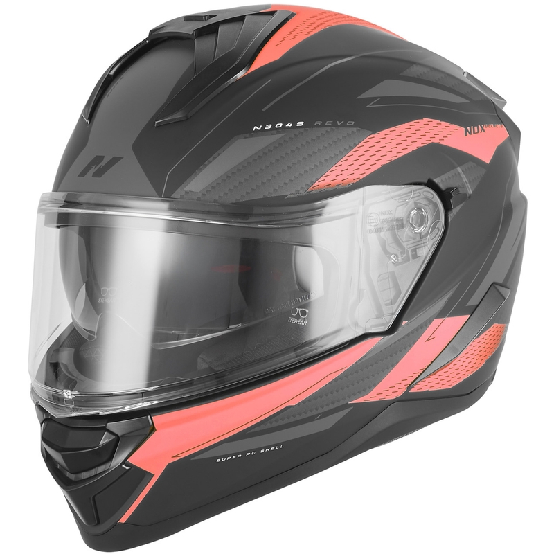 Casque intégral de moto NOX N304-S REVO noir mat-rouge