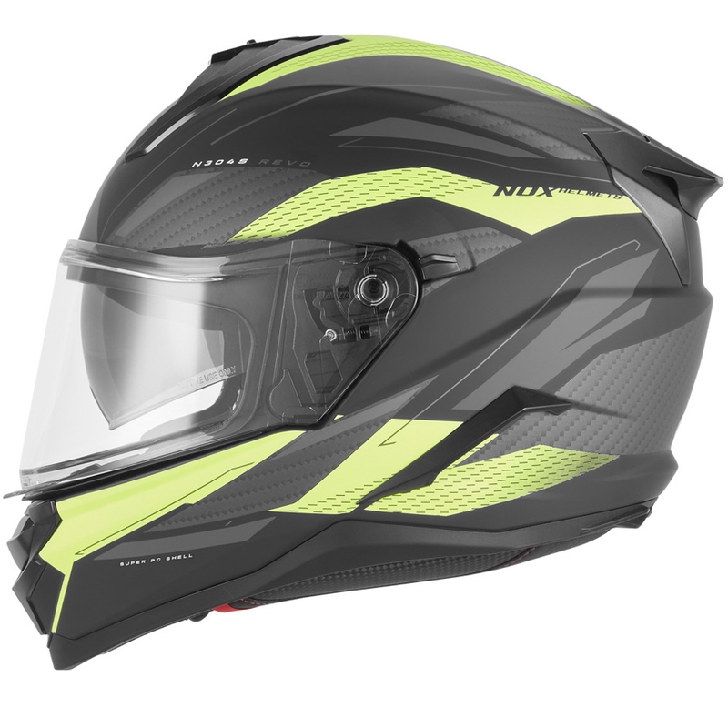 Casque intégral de moto NOX N304-S REVO noir mat-jaune fluo