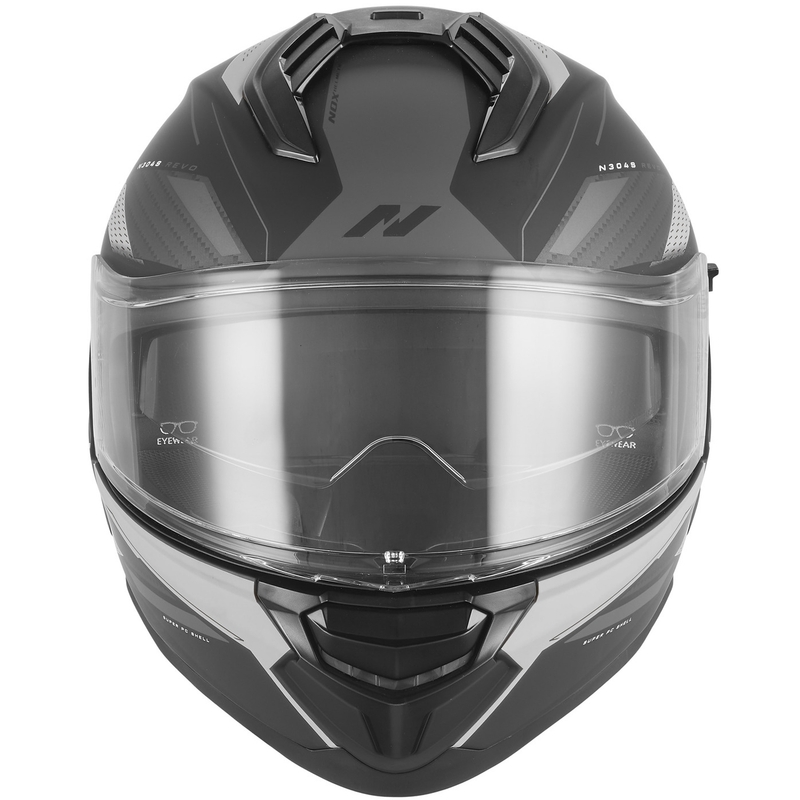 Casque intégral de moto NOX N304-S REVO noir mat-argent