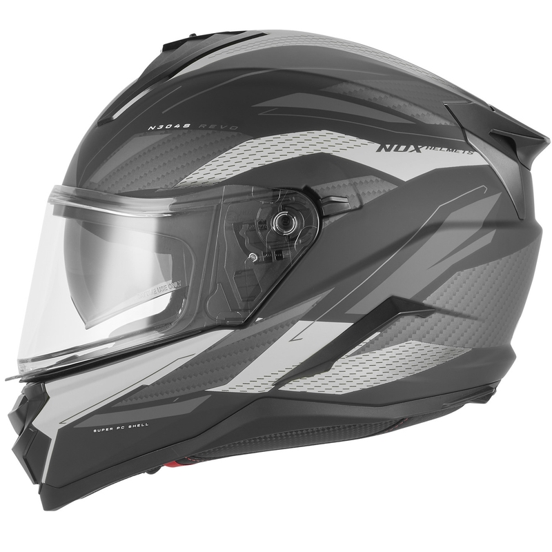 Casque intégral de moto NOX N304-S REVO noir mat-argent