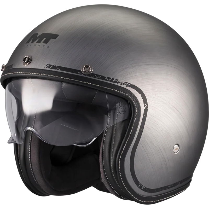 Casque de moto jet MT Lemans 2 SV S Brushed A2 gris mat