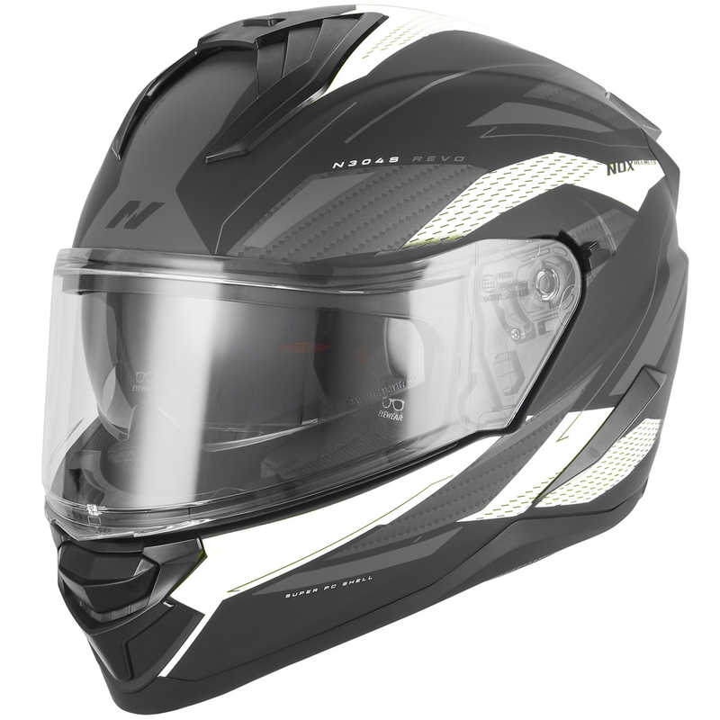 Casque intégral de moto NOX N304-S REVO noir mat et blanc