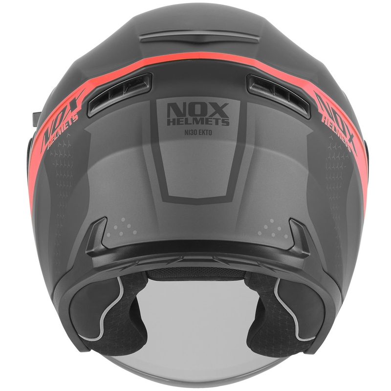 Casque de moto jet NOX N130 EKTO noir mat-rouge