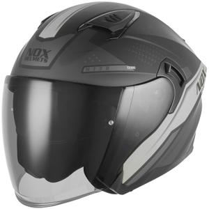 Casque de moto jet NOX N130 EKTO noir mat-argent