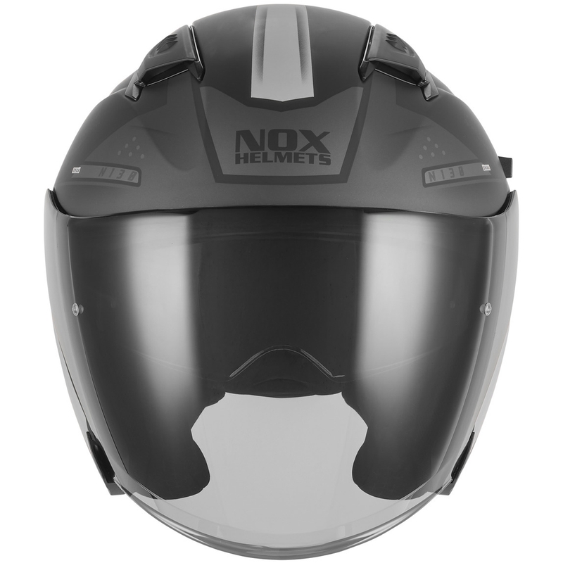 Casque de moto jet NOX N130 EKTO noir mat-argent