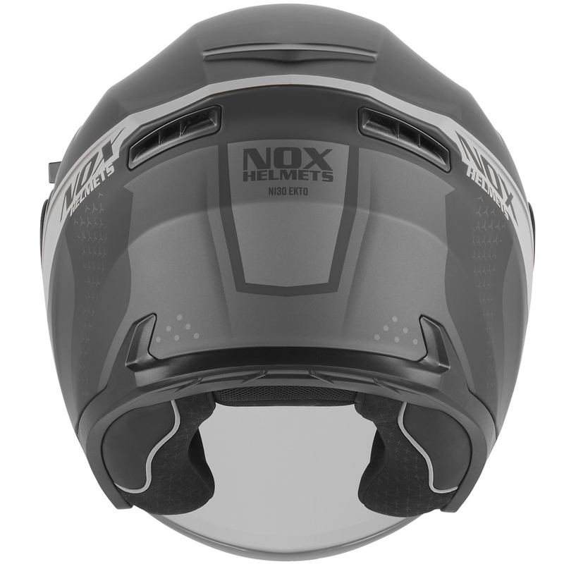 Casque de moto jet NOX N130 EKTO noir mat-argent