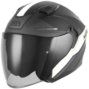 Casque de moto jet NOX N130 EKTO noir mat et blanc