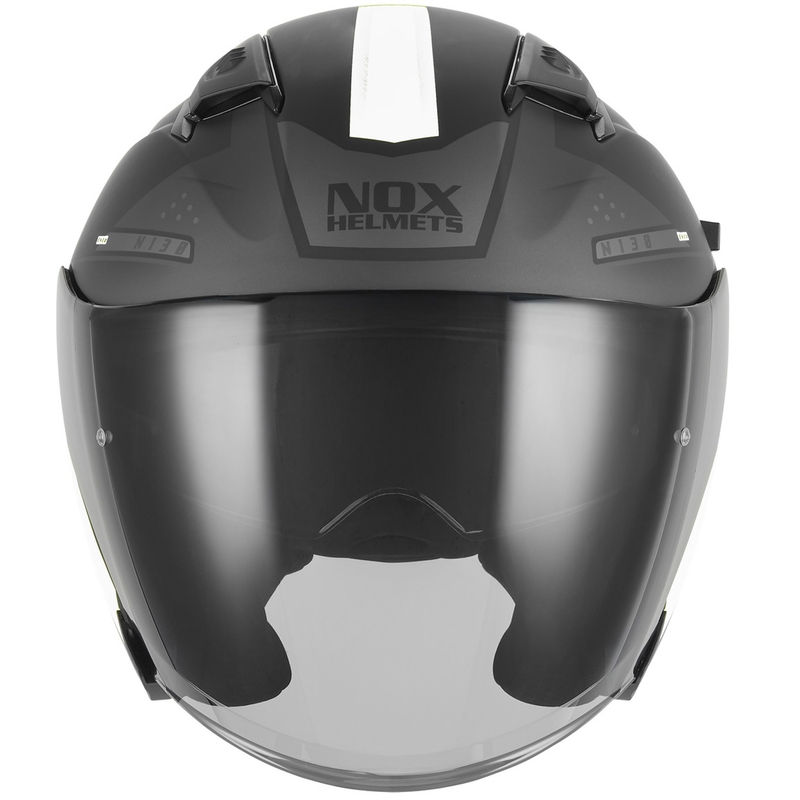 Casque de moto jet NOX N130 EKTO noir mat et blanc