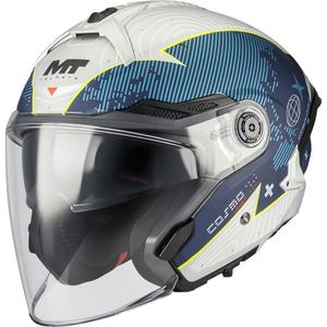 Casque de moto jet MT Cosmo SV Layout C7 bleu-blanc mat