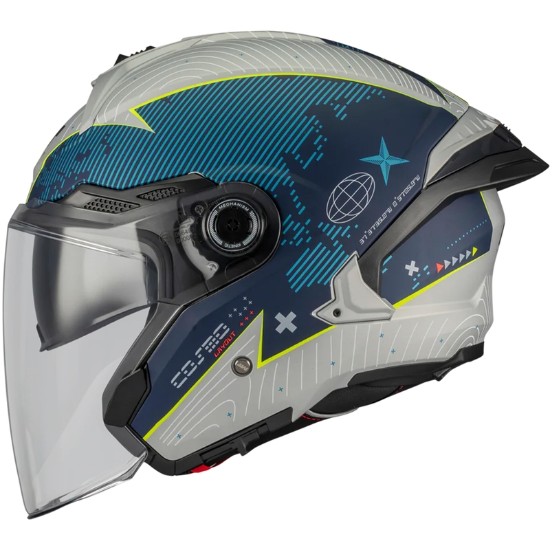 Casque de moto jet MT Cosmo SV Layout C7 bleu-blanc mat