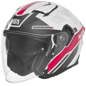 Casque de moto ouvert NOX N130 EKTO blanc-rose