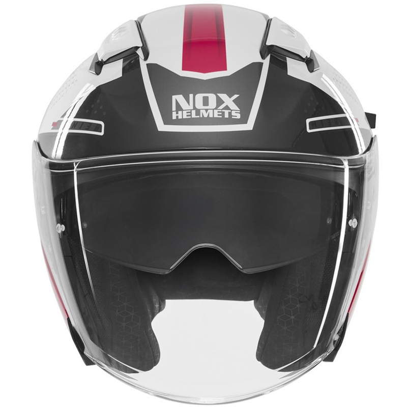 Casque de moto ouvert NOX N130 EKTO blanc-rose