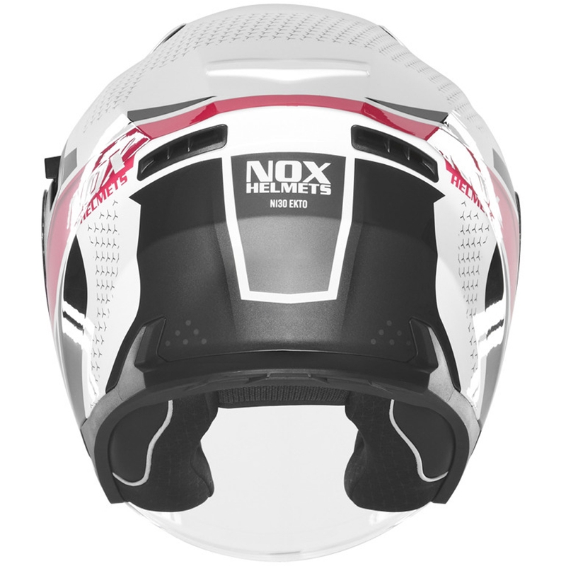 Casque de moto ouvert NOX N130 EKTO blanc-rose