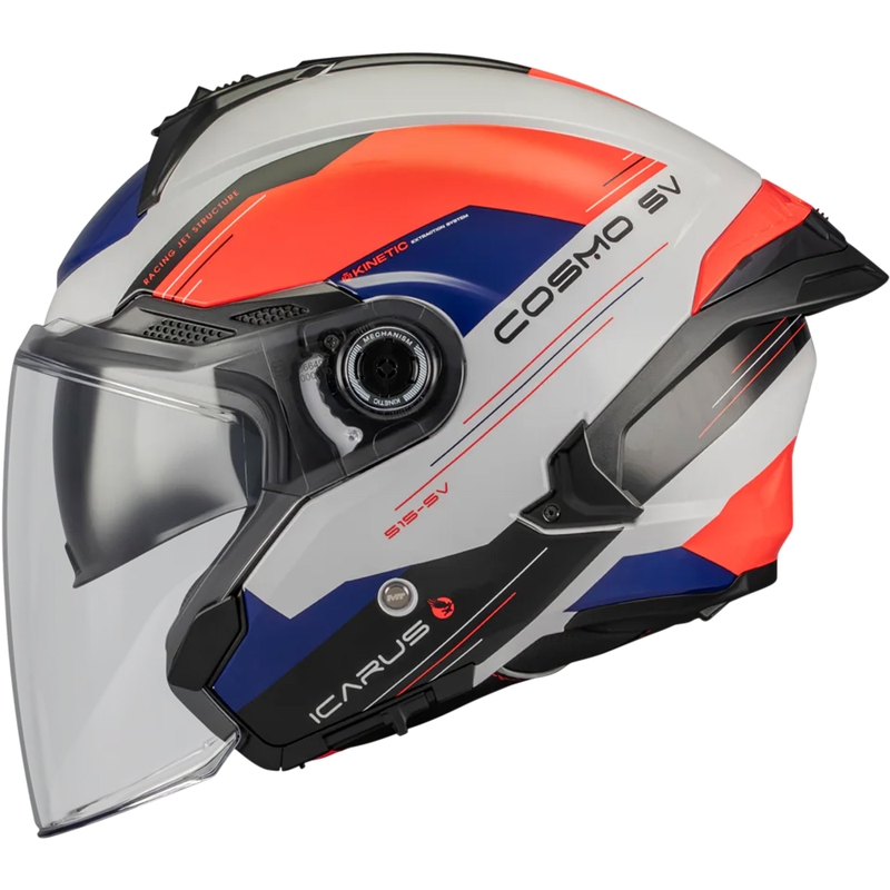 Casque de moto jet MT Cosmo SV Icarus A5 bleu-blanc-rouge