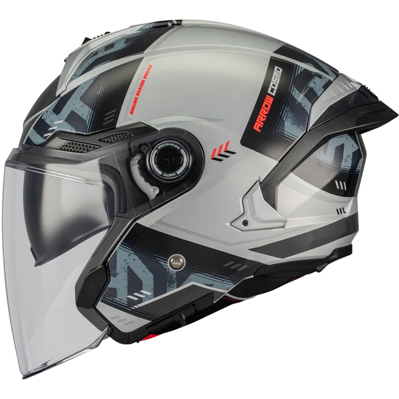 Casque de moto jet MT Cosmo SV Arrow C2 gris-noir