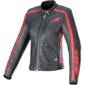 Alpinestars Stella Dyno Blouson moto femme en cuir noir et rouge