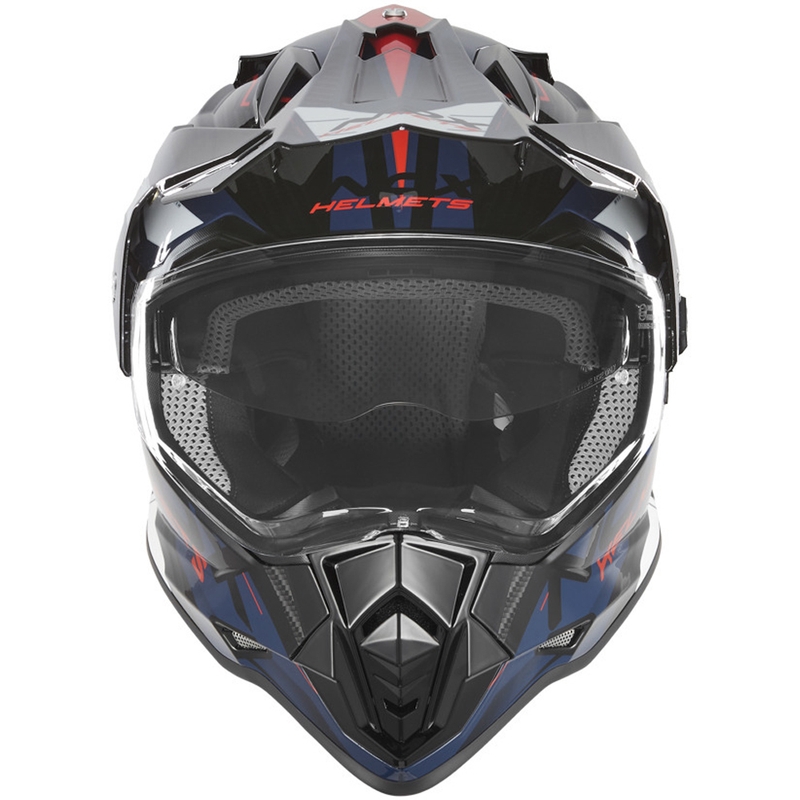Casque de moto enduro NOX N312 Track bleu-rouge