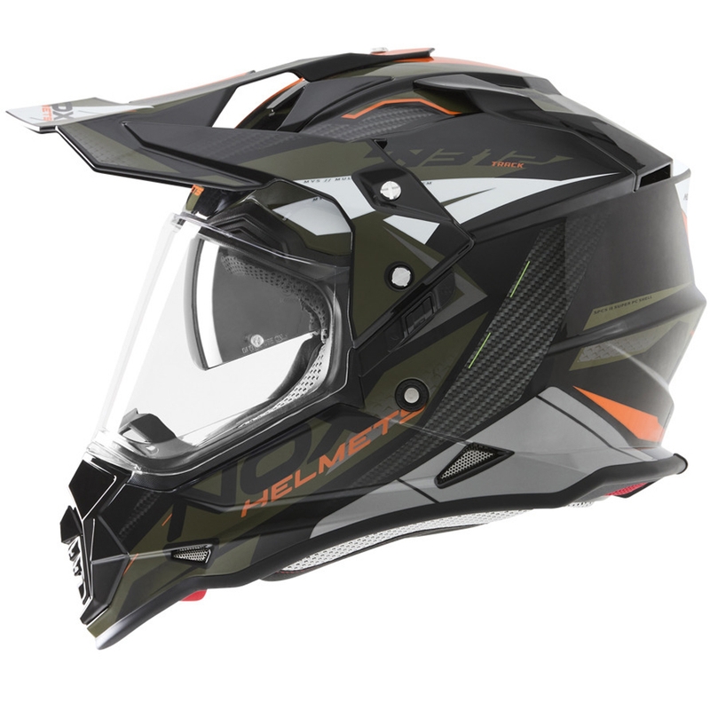 Casque de moto enduro NOX N312 Track kaki-orange
