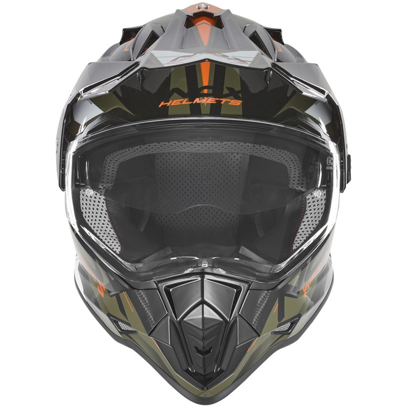 Casque de moto enduro NOX N312 Track kaki-orange