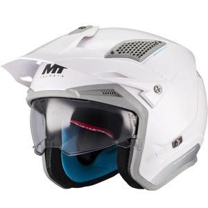 Casque de moto trial ouvert MT District SV S Soul A2 blanc-gris