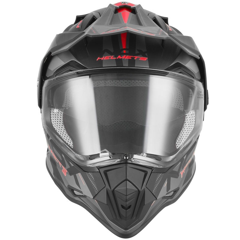 Casque de moto enduro NOX N312 Track noir mat-rouge
