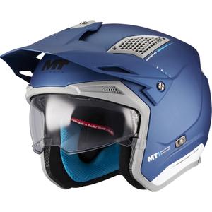 Casque de moto trial ouvert MT District SV S Soul C7 bleu-gris mat