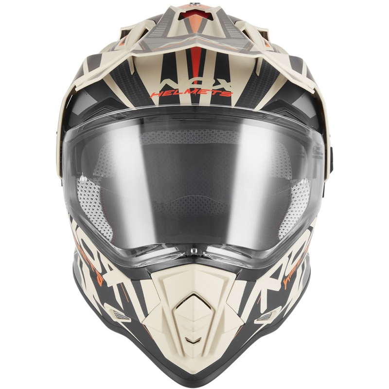 Casque de moto enduro NOX N312 Track, couleur sable-orange mat