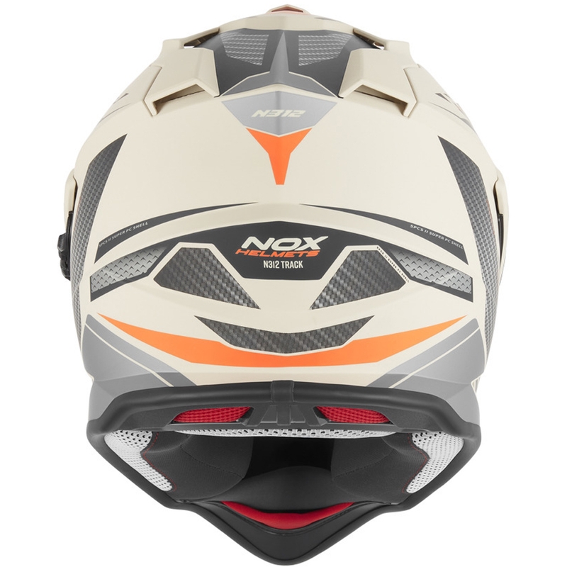 Casque de moto enduro NOX N312 Track, couleur sable-orange mat
