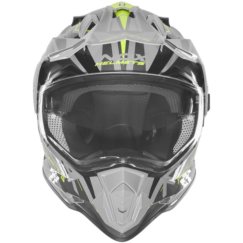 Casque de moto enduro NOX N312 Track gris-jaune fluo