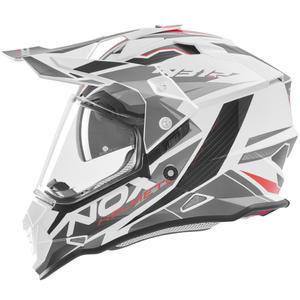 Casque de moto enduro NOX N312 Track blanc-rouge