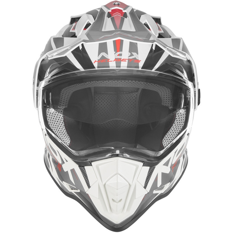 Casque de moto enduro NOX N312 Track blanc-rouge