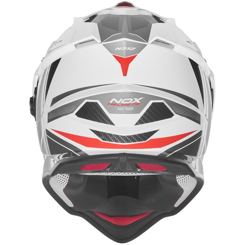 Casque de moto enduro NOX N312 Track blanc-rouge