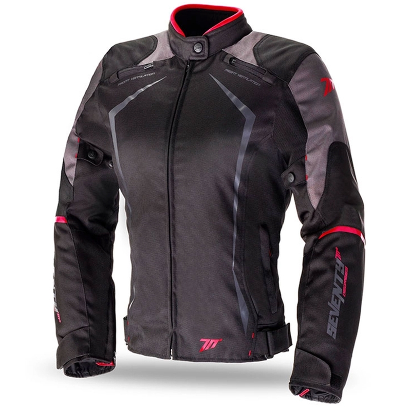 Veste moto femme SEVENTY DEGREES SD-JR49 noir-rouge