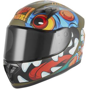 Casque intégral de moto pour enfant NOX N731 Scrappy kaki multicolore