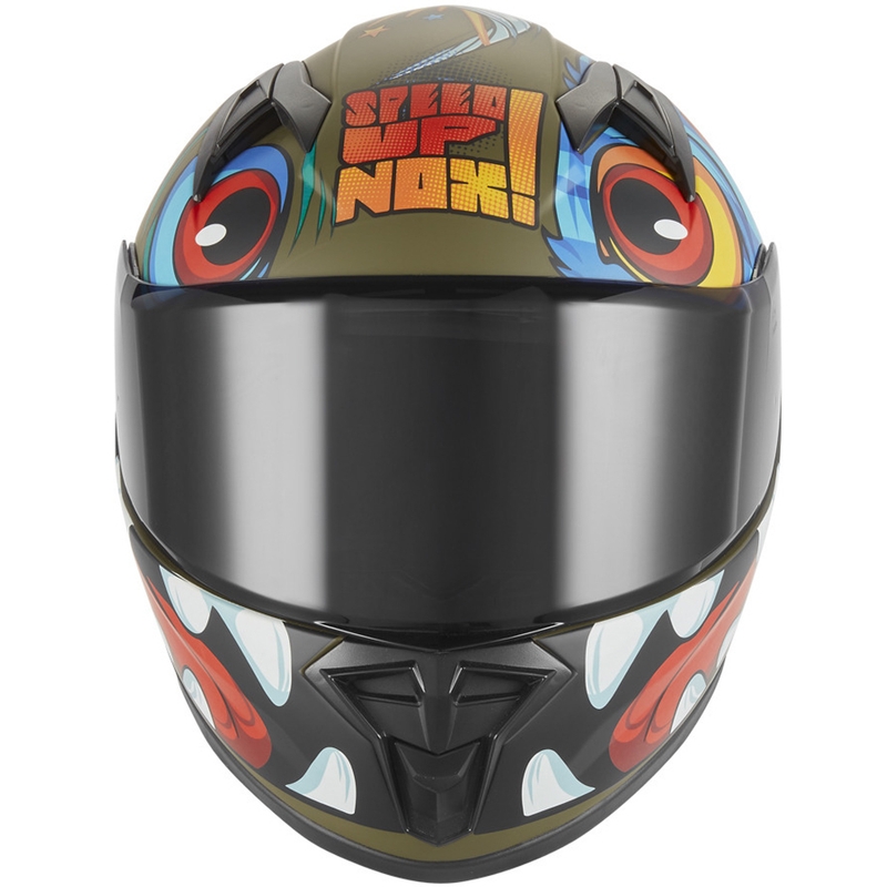 Casque intégral de moto pour enfant NOX N731 Scrappy kaki multicolore