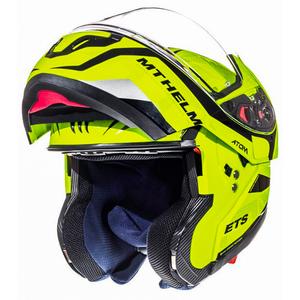 Casque de moto modulable MT Atom Divergence jaune fluo en promotion - II. qualité