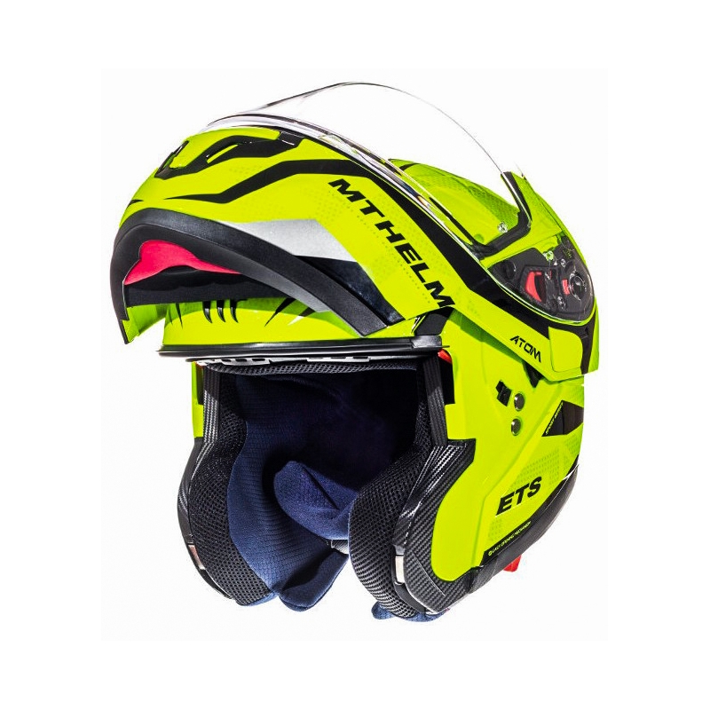 Casque de moto modulable MT Atom Divergence jaune fluo en promotion - II. qualité