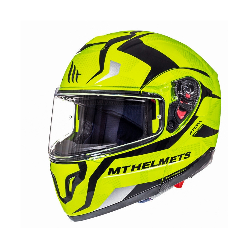 Casque de moto modulable MT Atom Divergence jaune fluo en promotion - II. qualité