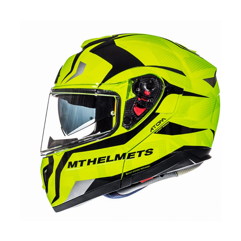 Casque de moto modulable MT Atom Divergence jaune fluo en promotion - II. qualité
