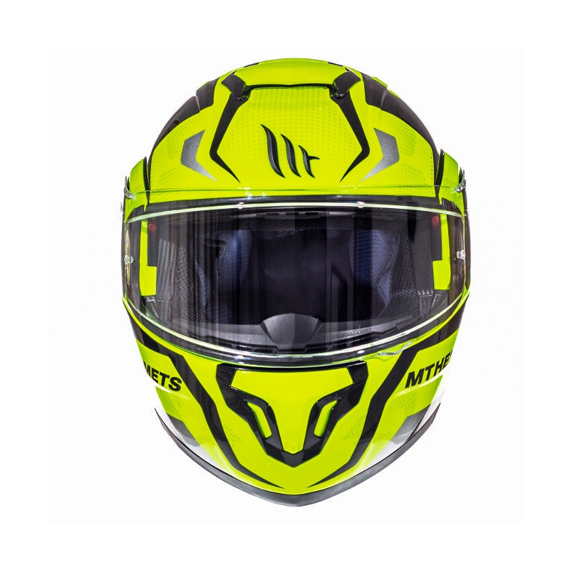 Casque de moto modulable MT Atom Divergence jaune fluo en promotion - II. qualité
