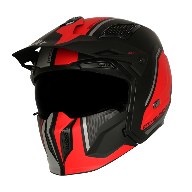 Casque jet avec masque MT Streetfighter SV S TWIN C5 noir-rouge avec visière iridium - II. qualité