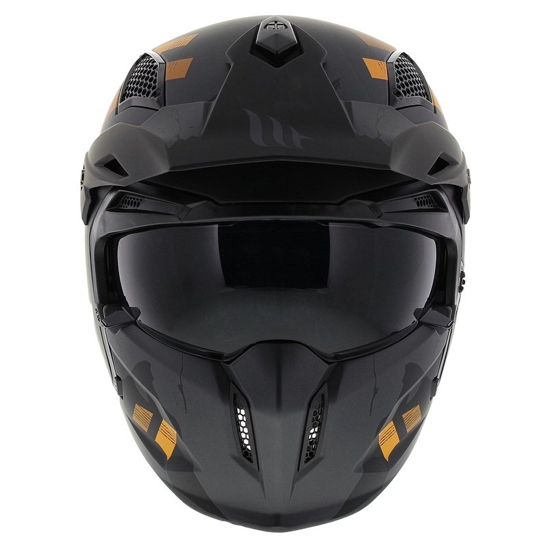 Casque jet avec masque MT Streetfighter SV S Skull A12 gris-orange avec visière iridium - II. qualité