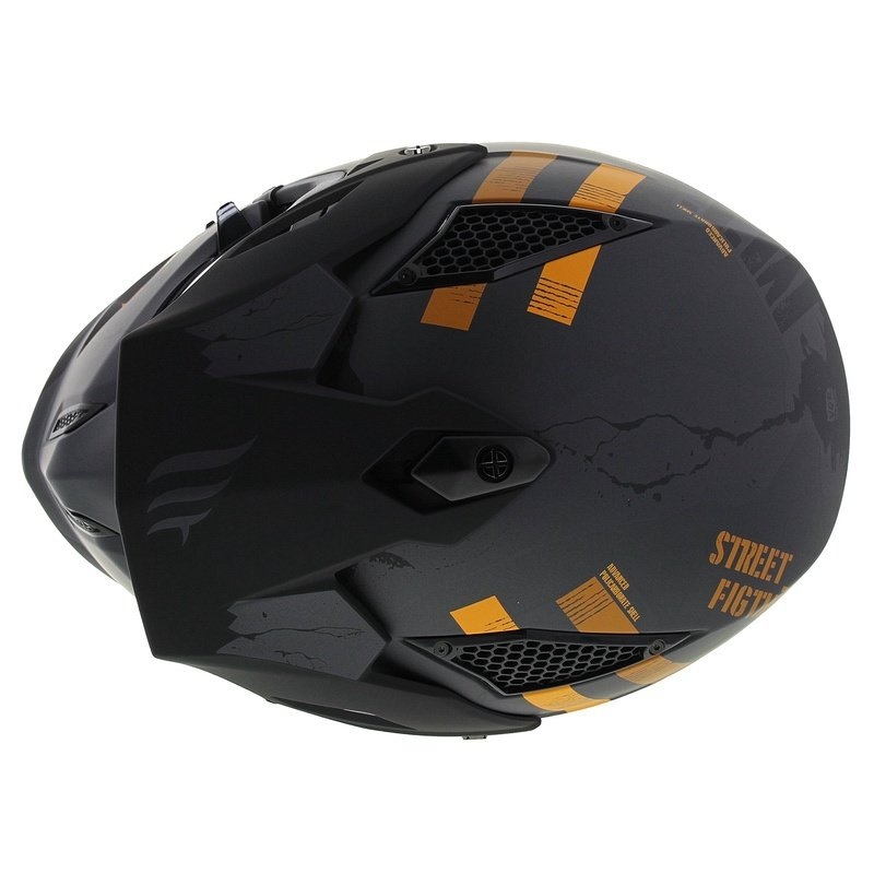 Casque jet avec masque MT Streetfighter SV S Skull A12 gris-orange avec visière iridium - II. qualité