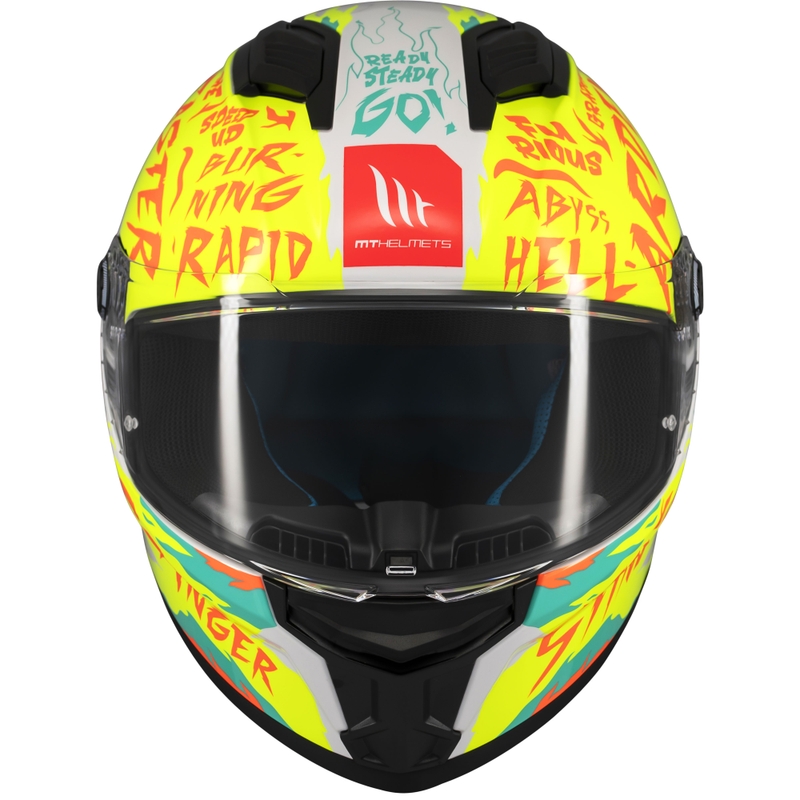 Casque intégral de moto MT Stinger 2 Ardent blanc-jaune - II. qualité