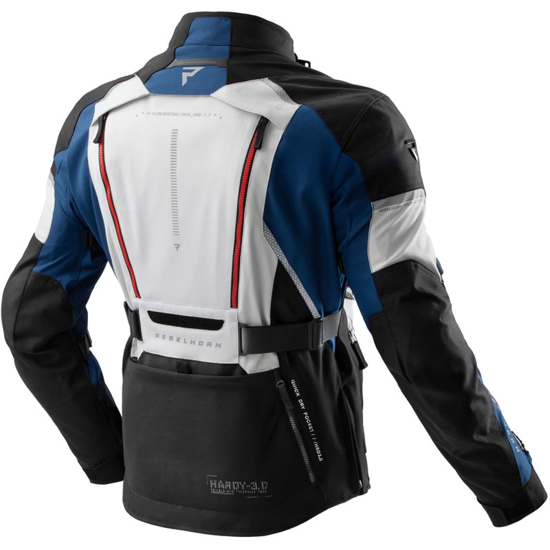 Blouson de moto Rebelhorn Hardy 3.0 bleu-gris-rouge - II. qualité