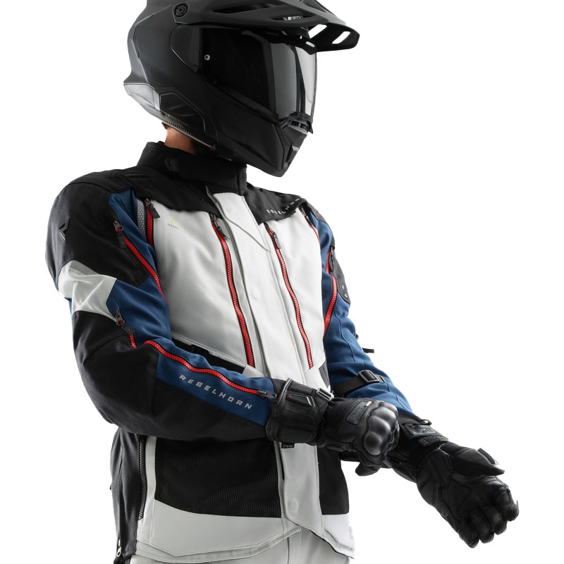 Blouson de moto Rebelhorn Hardy 3.0 bleu-gris-rouge - II. qualité