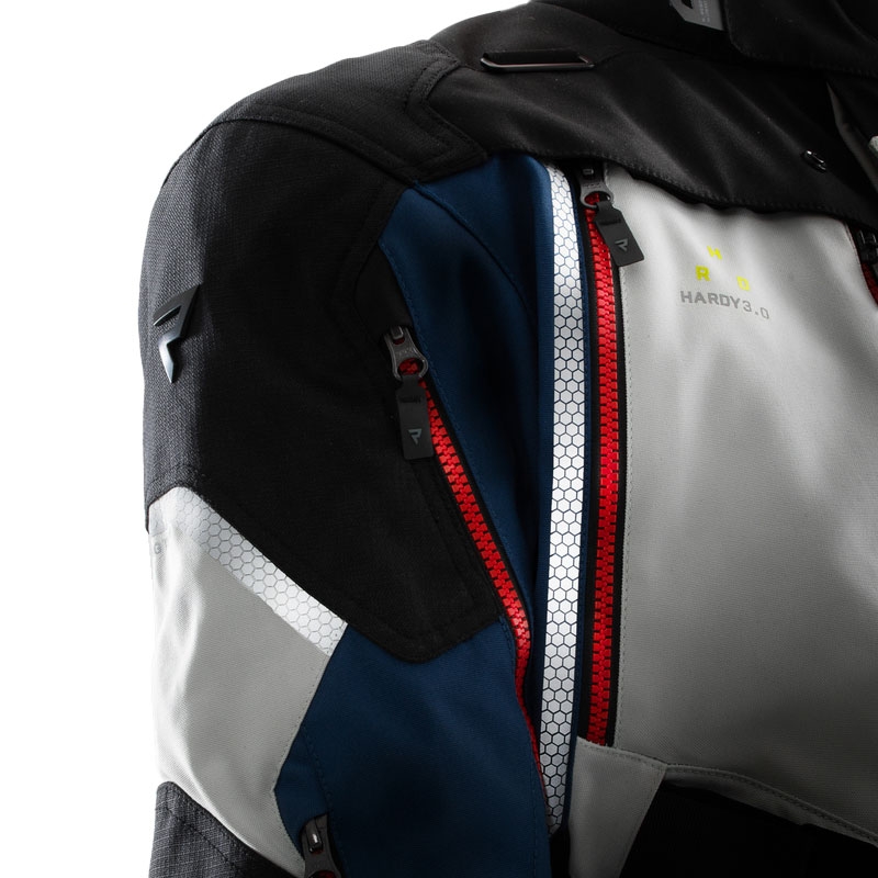 Blouson de moto Rebelhorn Hardy 3.0 bleu-gris-rouge - II. qualité